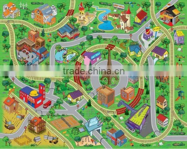 Big Size Baby play mat with mini car & roadblock 2029