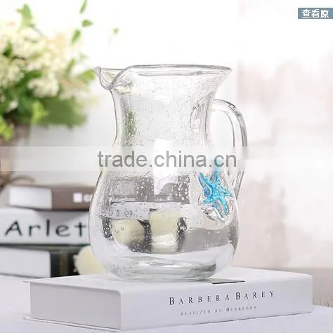Glass Bubble Pitcher with sea star