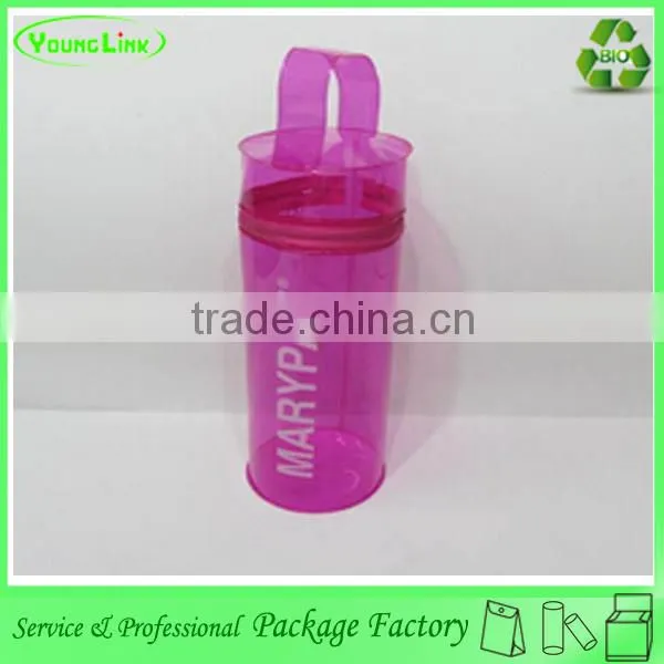 Zipper plastic custom round bag with handle