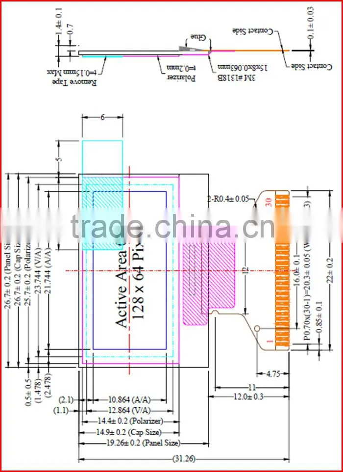 0.96inch 128*64 SSD1306 controller oled light screen mounted 7pins SPI interface board