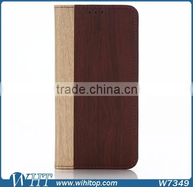 Wooden Wallet Leather Case for Samsung Galaxy S7, for S7 Case