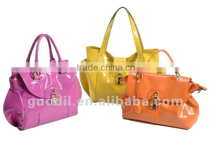 New arrival! Patent leather turn lock tote bags 2012 Fashion ladies leather handbags