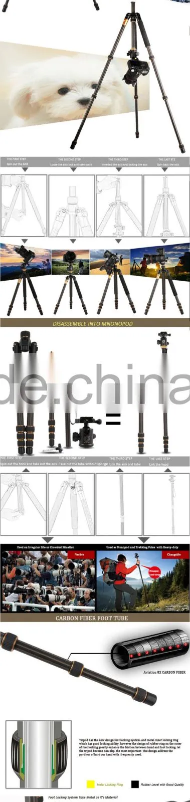 Q999C carbon fiber Professional digital camera tripod video dslr zomei sirui weifeng jieyang obo manfrotto profoto monopod
