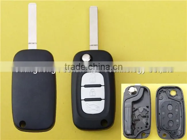 Folding Flip Remote Key Shell Case Fob 3 Button for Peugeot 307 with battery place