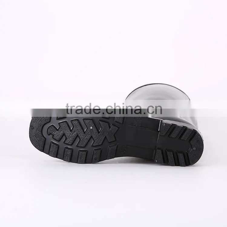 2016 Hot selling cheap black pvc rain boots without steel toe, cheap plastic pvc rain boots