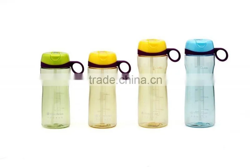 plastic water bottle with straw