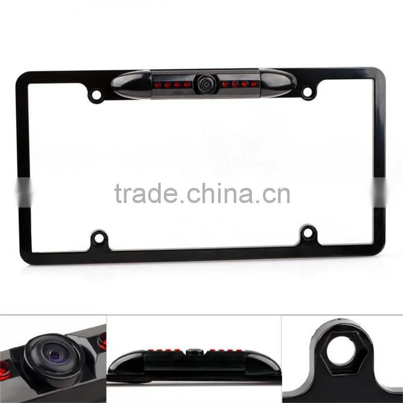 170 degree Viewing Angle Universal 8 IR LED Car License Plate Frame Mount Rear View Camera (Black or Silver )