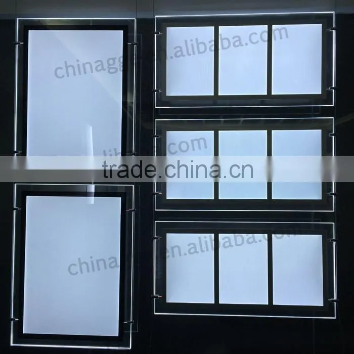 Super Slim Acrylic Real Estate Agents Display LED Window Light Pockets