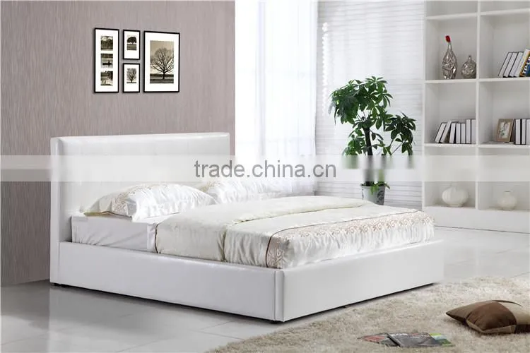 Modern Style Pu Gas Lift Storage Bed In White Color YD02