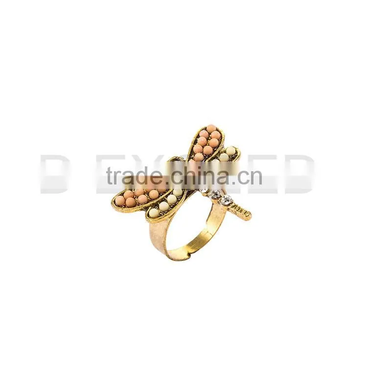 Fashion butterfly 18k gold ring for customer