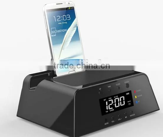 bluetooth speaker Alarm Clock Docking Station for Apple iPhone 5,4,4S, iPad, iPod, Samsung