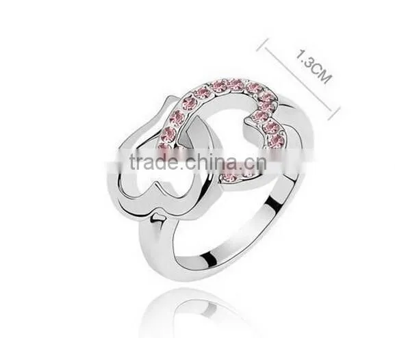 Fashion Women Lady Heart Shaped Wedding Engagement Zircon Ring Jewelry