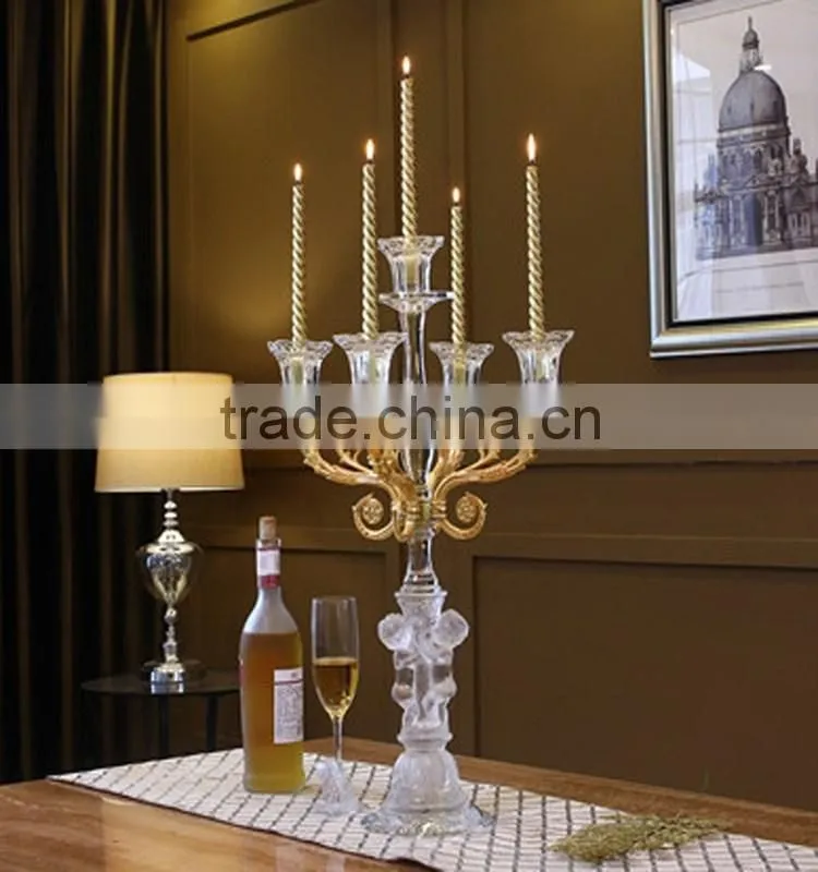 wedding / home decorative 5 golden arms crsytal candelabra