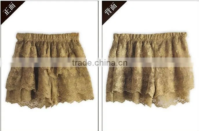 girl's short casual lace khaki pants