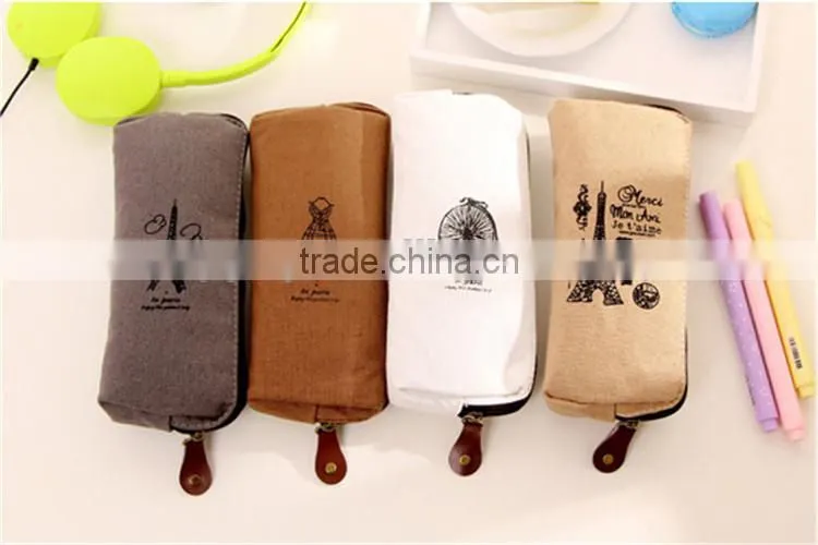 Fashion Retro Canvas Pencil Pen Case Cosmetic Makeup Coin Pouch