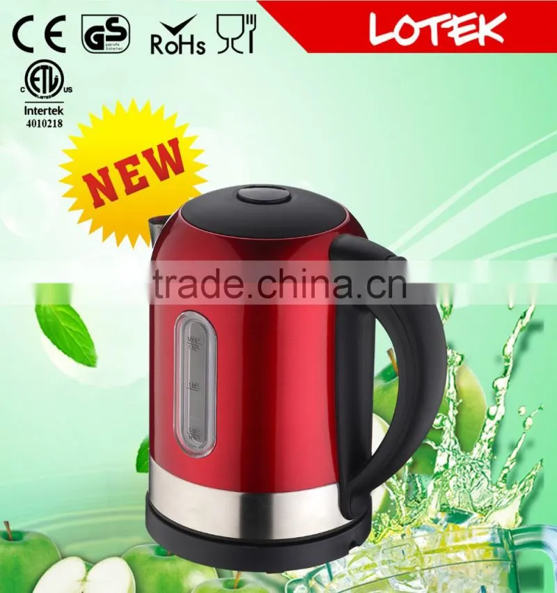 home appliance striking blue LED secure clik on lid stainless steel electric kettle
