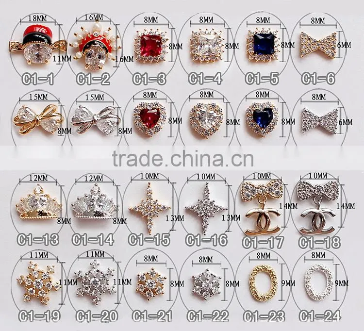 fancy metal charm jewelry for nail art decoration