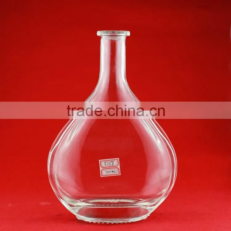 Good quality brandy short bottles 750ml alcohol empty bottles guiter shape whiskey bottles