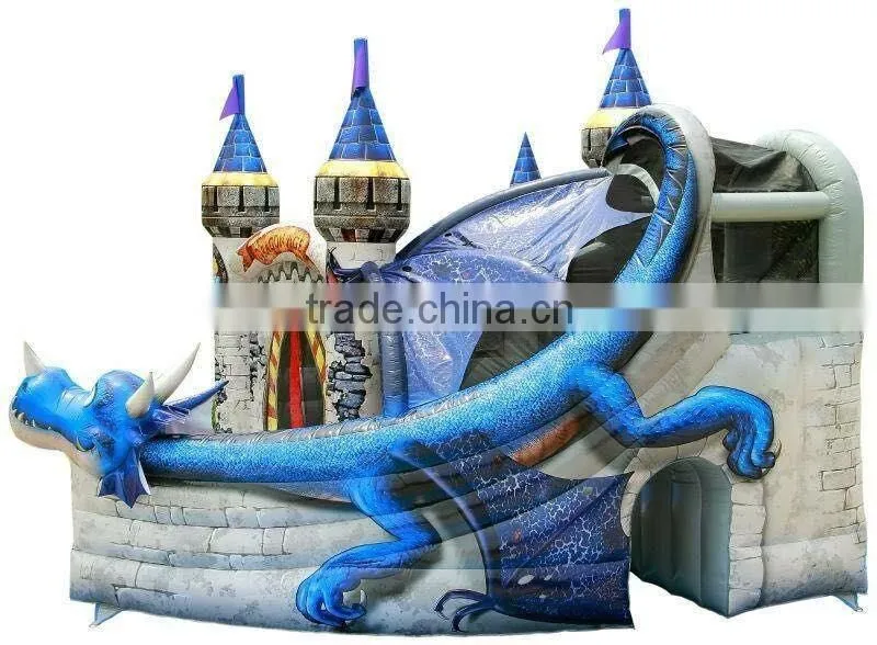 High quality with cheap price 6M*8M*6M dragon inflatable bouncer with slide,inflatable castle, bounce house