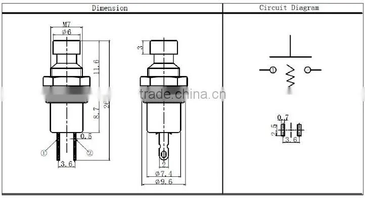 PBS04-01 2 pins push button switch