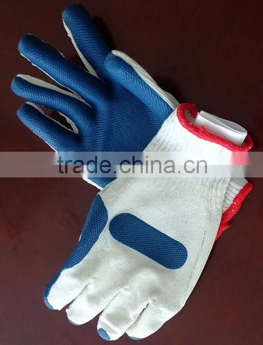 cotton coated green latex gloves
