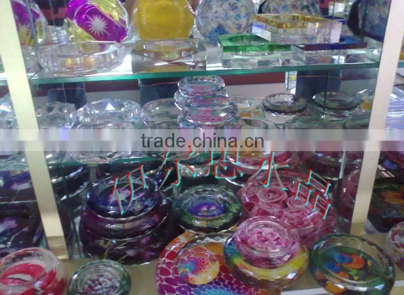 small order crystal ashtray,crystal smoking accessory with engraved logo color (R-1011