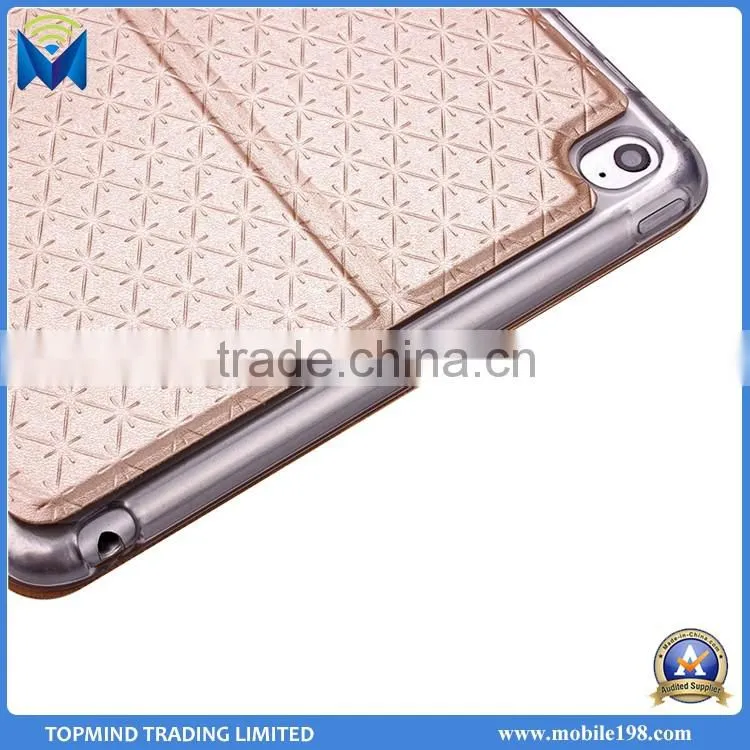 Diamond-shaped Style Flip Wallet Leather Case for iPad Mini 4 with Window View