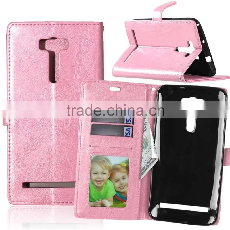 Hot sale PU Leather Mobile Phone Flip Wallet Kickstand Case for ASUS Zenfone 2 Laser ZE601KL 6.0