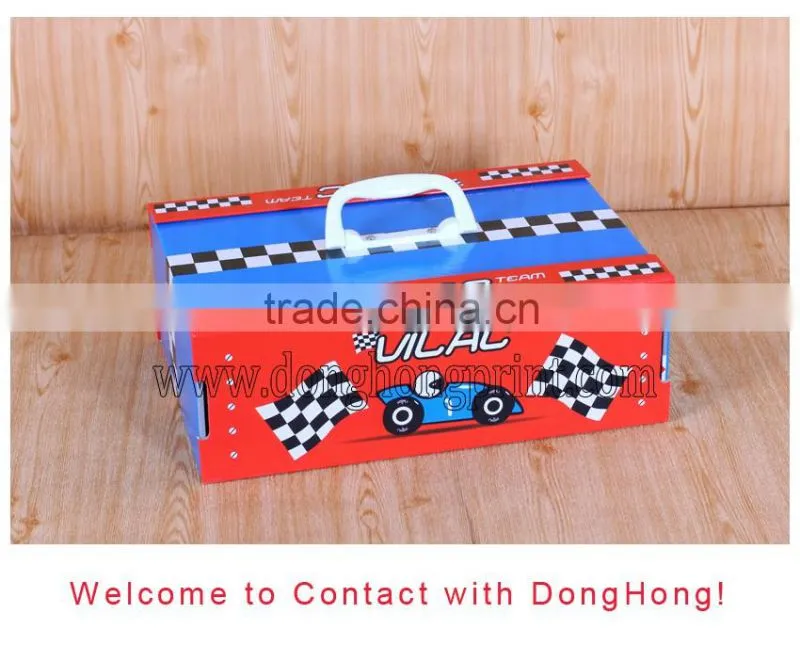 Toy storage portable children cardboard suitcase