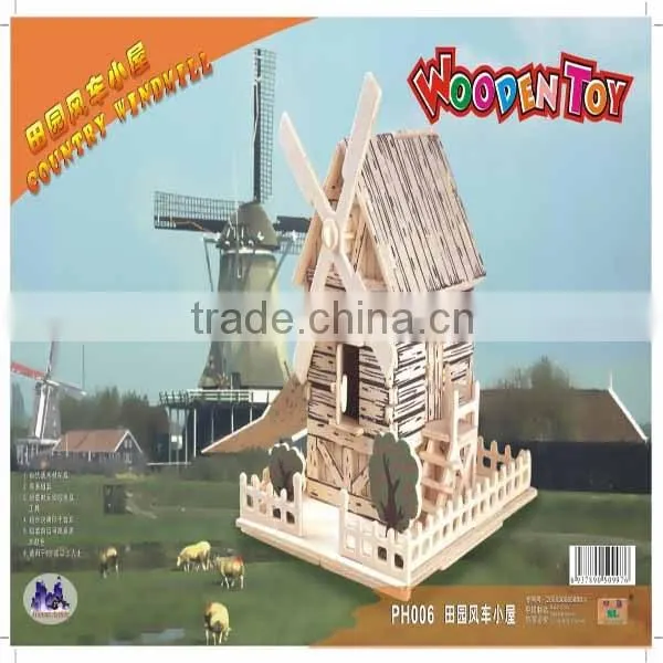 Wooden Handmade Toy In A Model Of Country Windmill