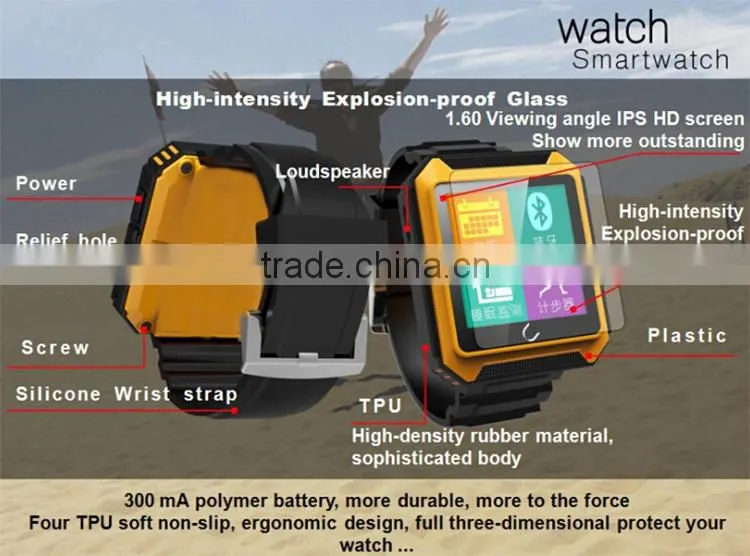 2015 Heart Smart watch phone 2015 china smart watches Waterproof android smart phone Q