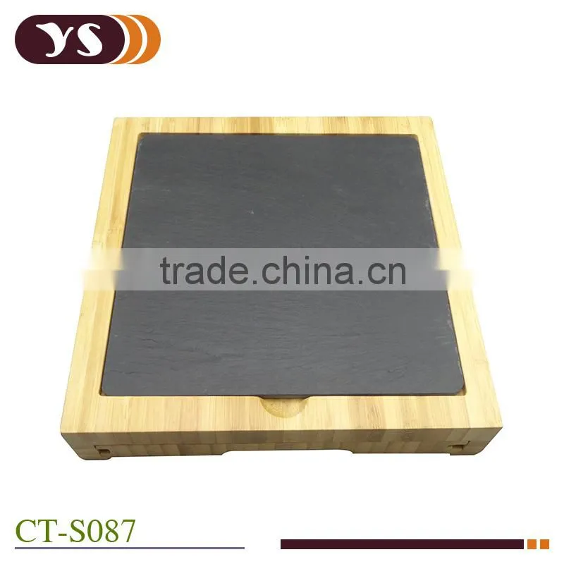 4pcs cheese knife and bamboo cheese box set