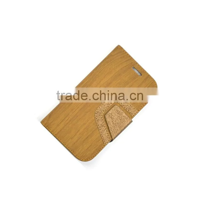 2016 Hot Sales PU Leather Case for iphone6 by Wooden Lines Grain and Suitable for Business Man with Card Slots and Big Magnet