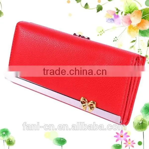 Fashional appearance non leather PU wallet can with custom logo emboss for women