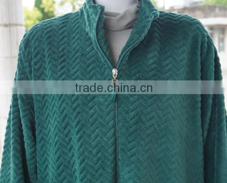 Design high quality super soft home couples robe coral fleece bathrobe with zipper
