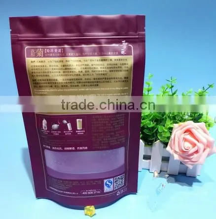 Resealable stand up plastic tea bag with zipper top for wholesale