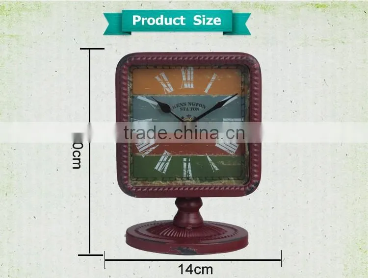 Square Antique Decoration Metal Gift Table Clock