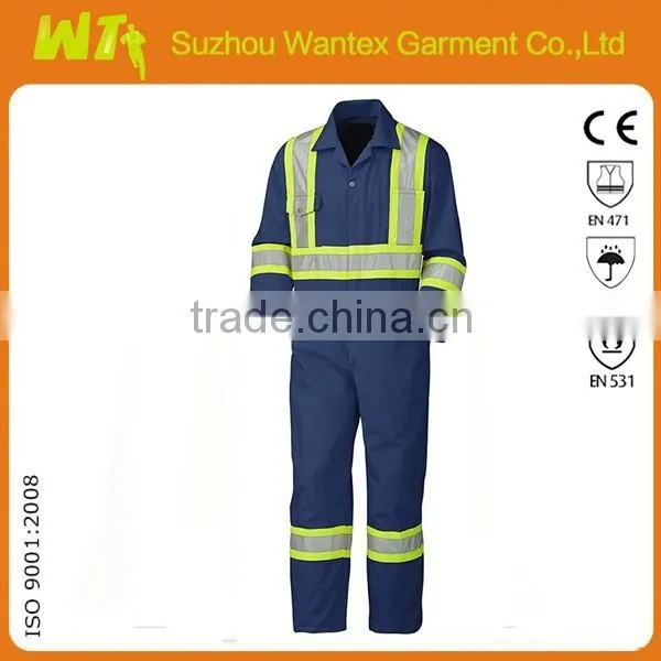hot sale cheap bulk cotton-polyester winter warmer working reflection coverall