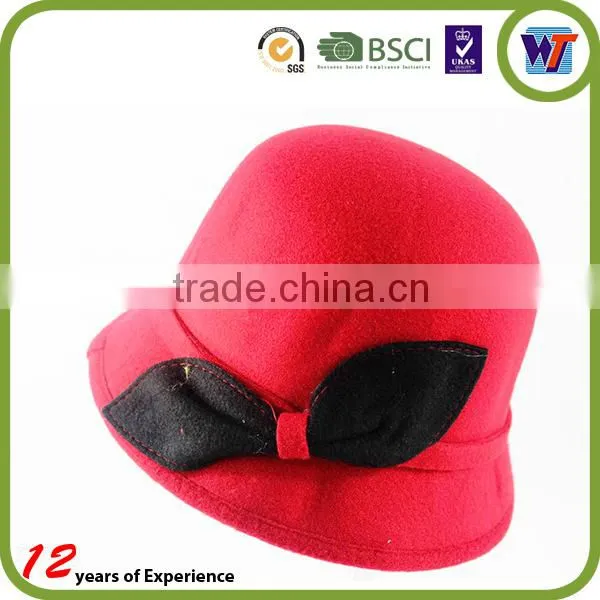 New Currents Design Wool Cap Felt Available Colourful Hats For Fashion Beautiful With Bowknot