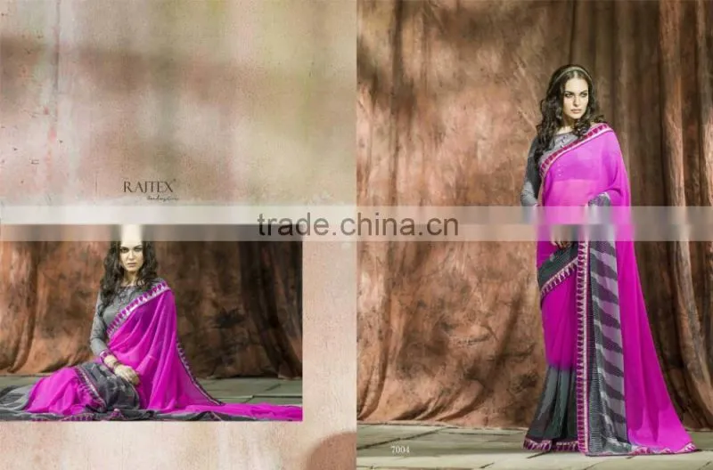 Bordered Embroidery Worked Elegance Designer Sarees