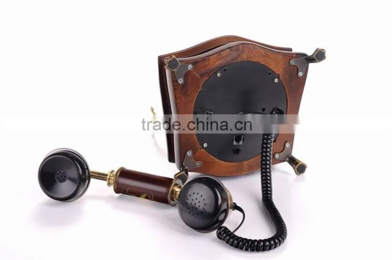 Home Decorative Vintage Wooden Telephone Antique Retro Corded Phone
