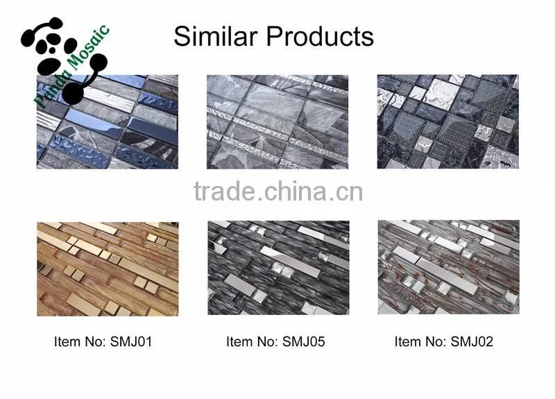 SMJ09 beauty strip mosaic crystal glass mosaic design mixed silver metallic mosaic art decorative mosaic
