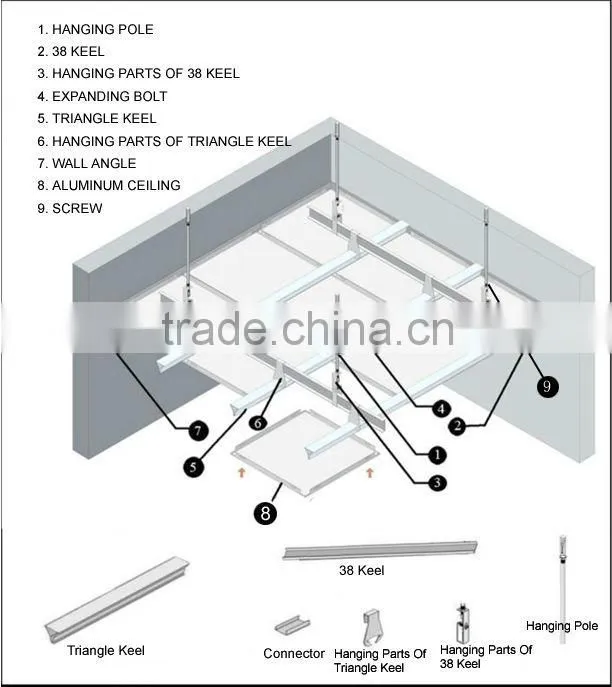 high quality aluminum suspended ceiling with thermal transfer printing