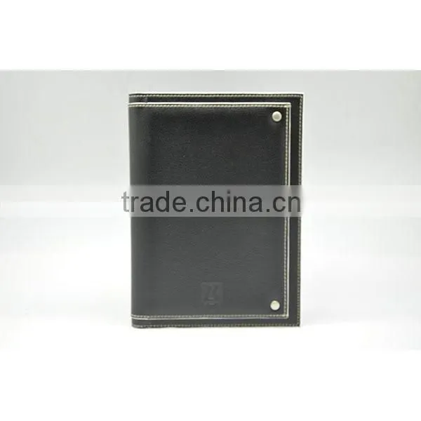 Fashion pu double wire notebook with large pocket on cover