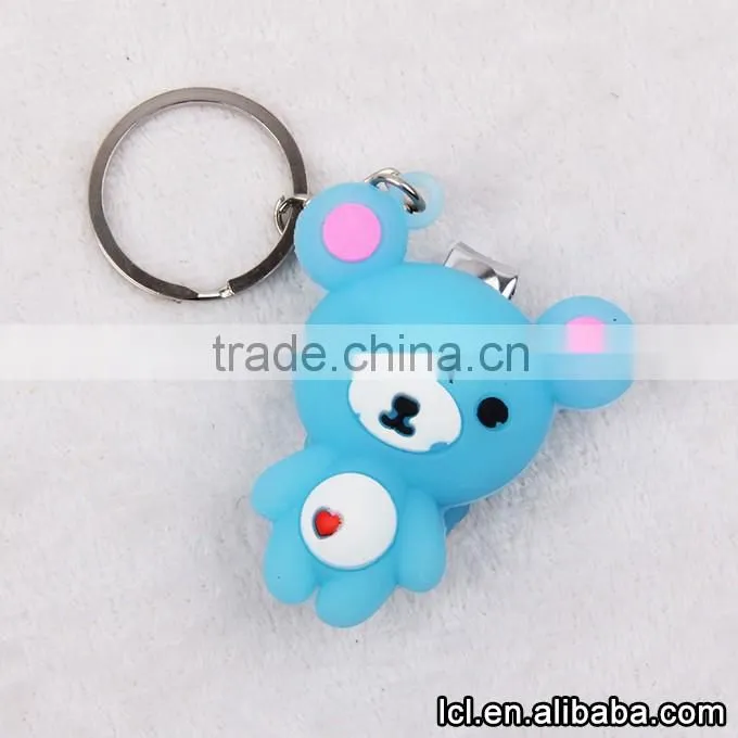 Bear shaped rubber keychains wholesale, cheap keychains in bulk