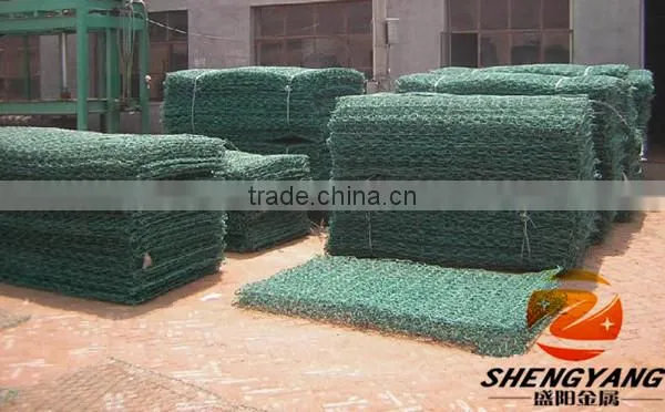 China 1x1x1m,2x1x0.5m keep earth rock cages slope greening stone baskets wall PVC gabion mesh baskets hexagonal gabion boxes
