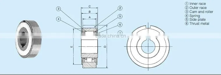 Lubricated one way bearing cam clutch for light duty application