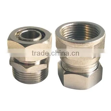 Male straight union compression fitting connector for PEX-AL-PEX bras fitting coupling for plumbing
