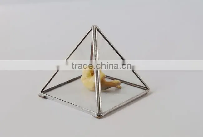 Pyramid shaped glass terrarium for indoor plant holder