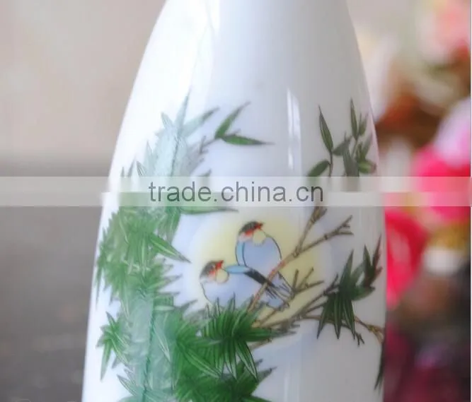 Haonai wholesale bamboo decal high-temperature ceramics porcelain flagon wine set
